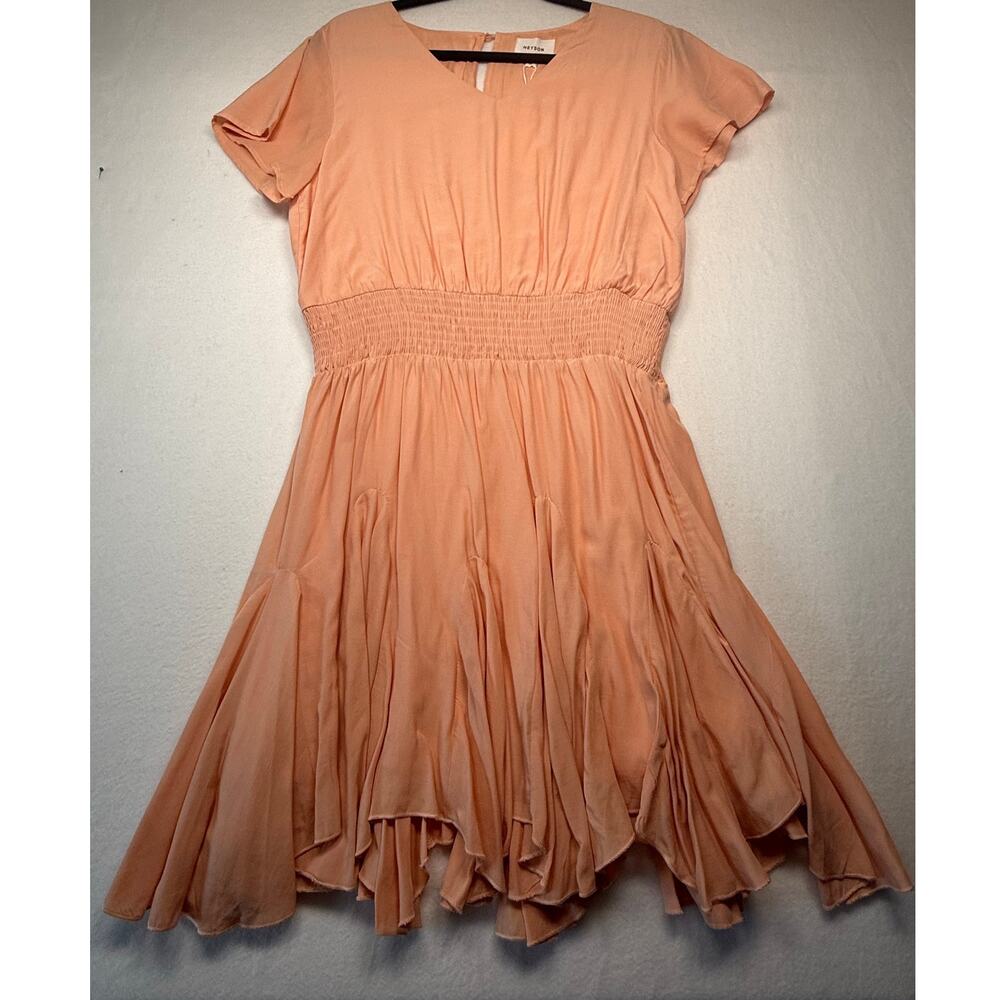 Heyson Smocked Waist Flare Dress, Peachy Pink,  Size Medium